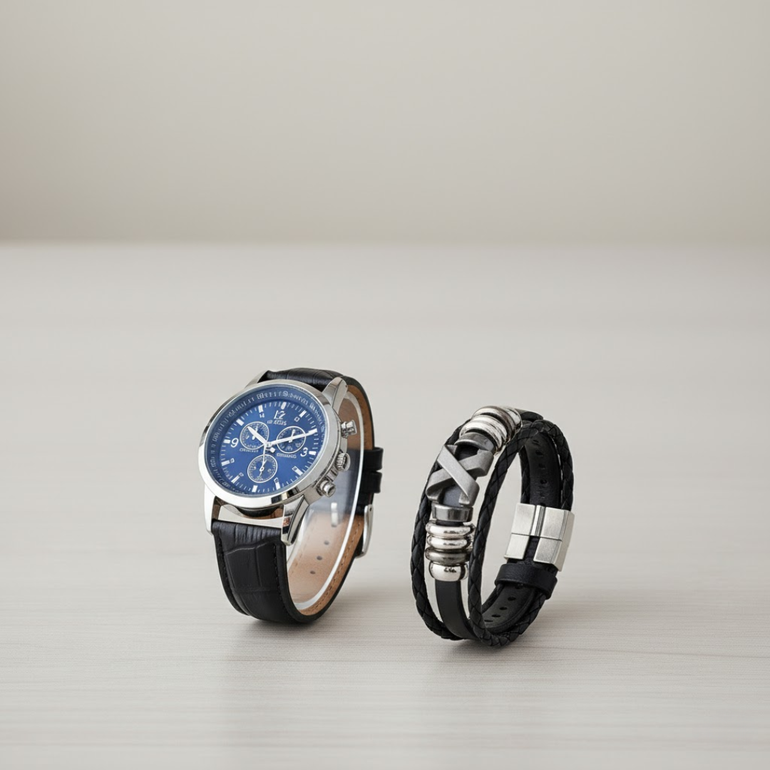 Set Reloj y Pulsera Grabados | con Dedicatoria Emotiva