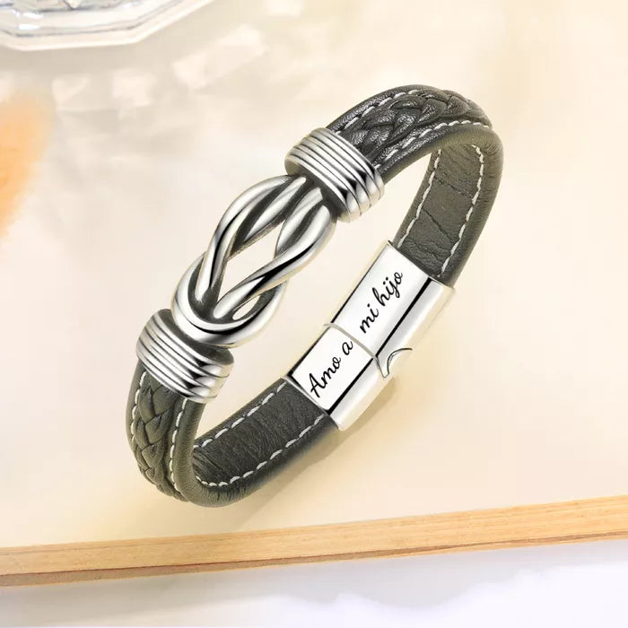 Pulsera de Cuero Trenzado | con Grabado y Dedicatoria