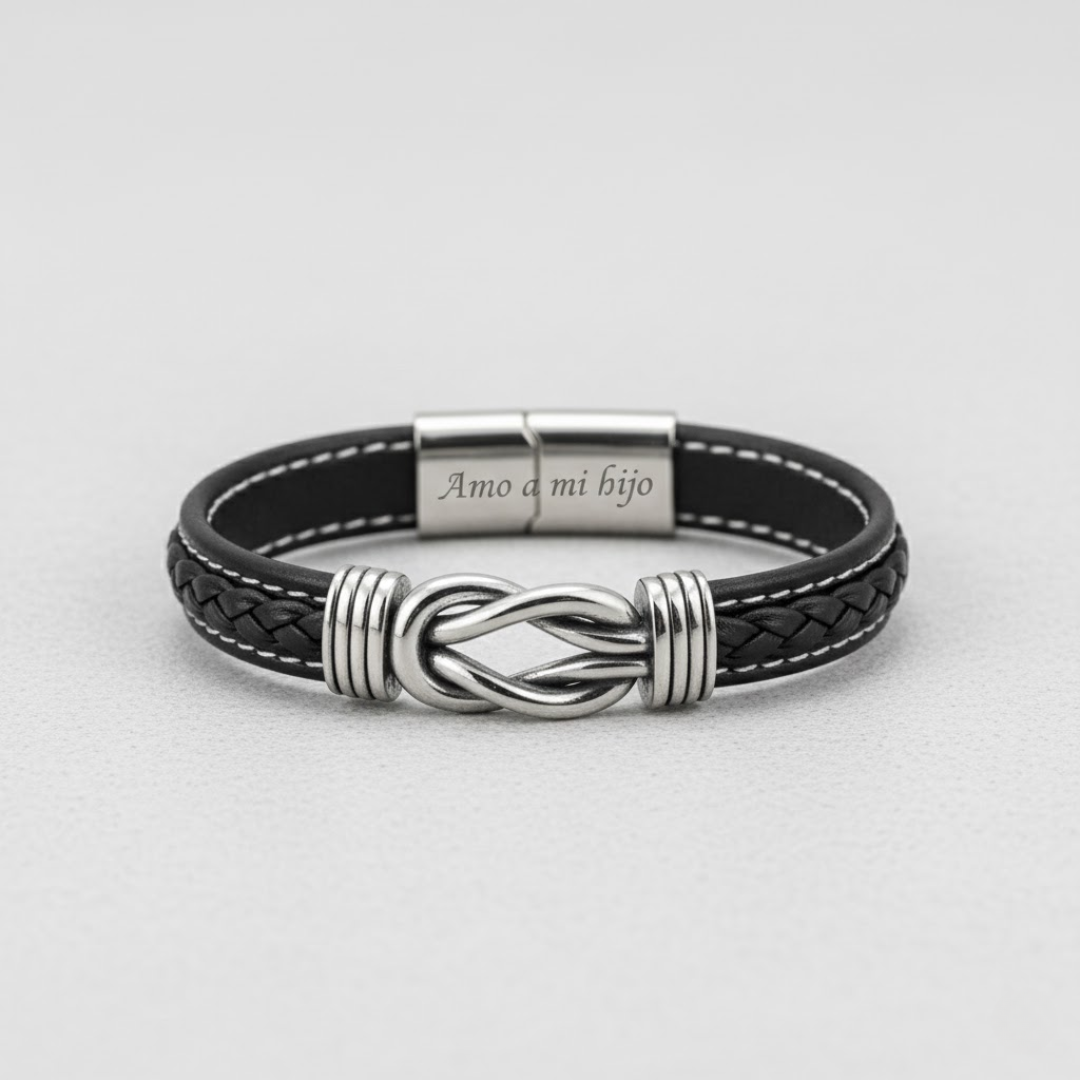 Pulsera de Cuero Trenzado | con Grabado y Dedicatoria