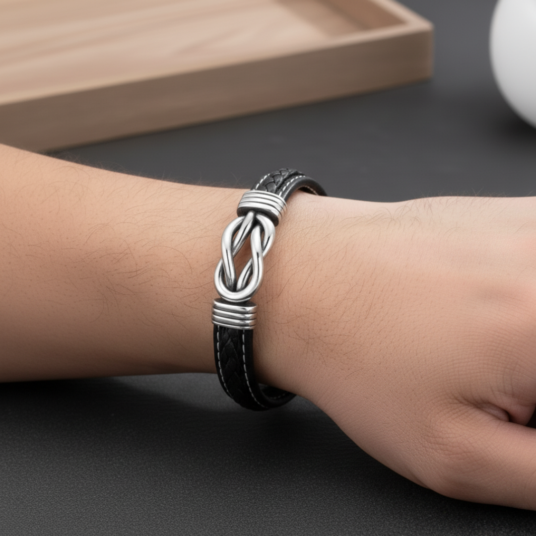 Pulsera de Cuero Trenzado | con Grabado y Dedicatoria